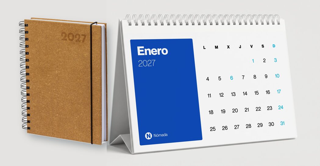 Agenda 2027 y calendario de mesa 2027 con logo